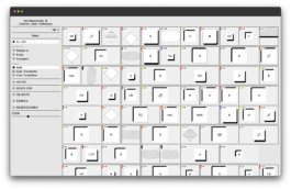 Screenshot einer Webseite mit einer Anzahl an weißen, geometrischen Symbolen.